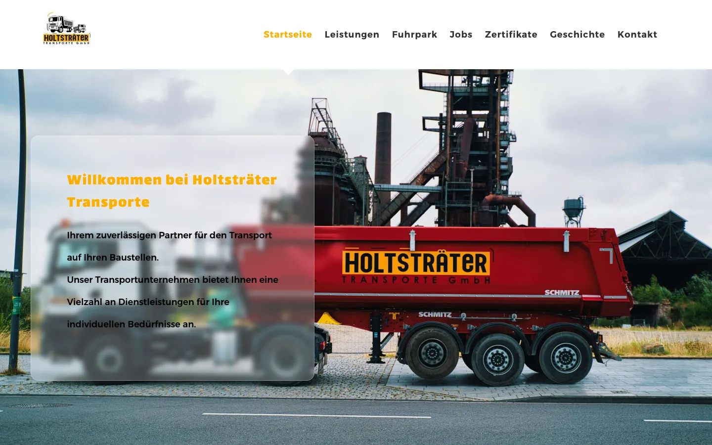 Startseite von Holtsträter Transporte auf dem Desktop