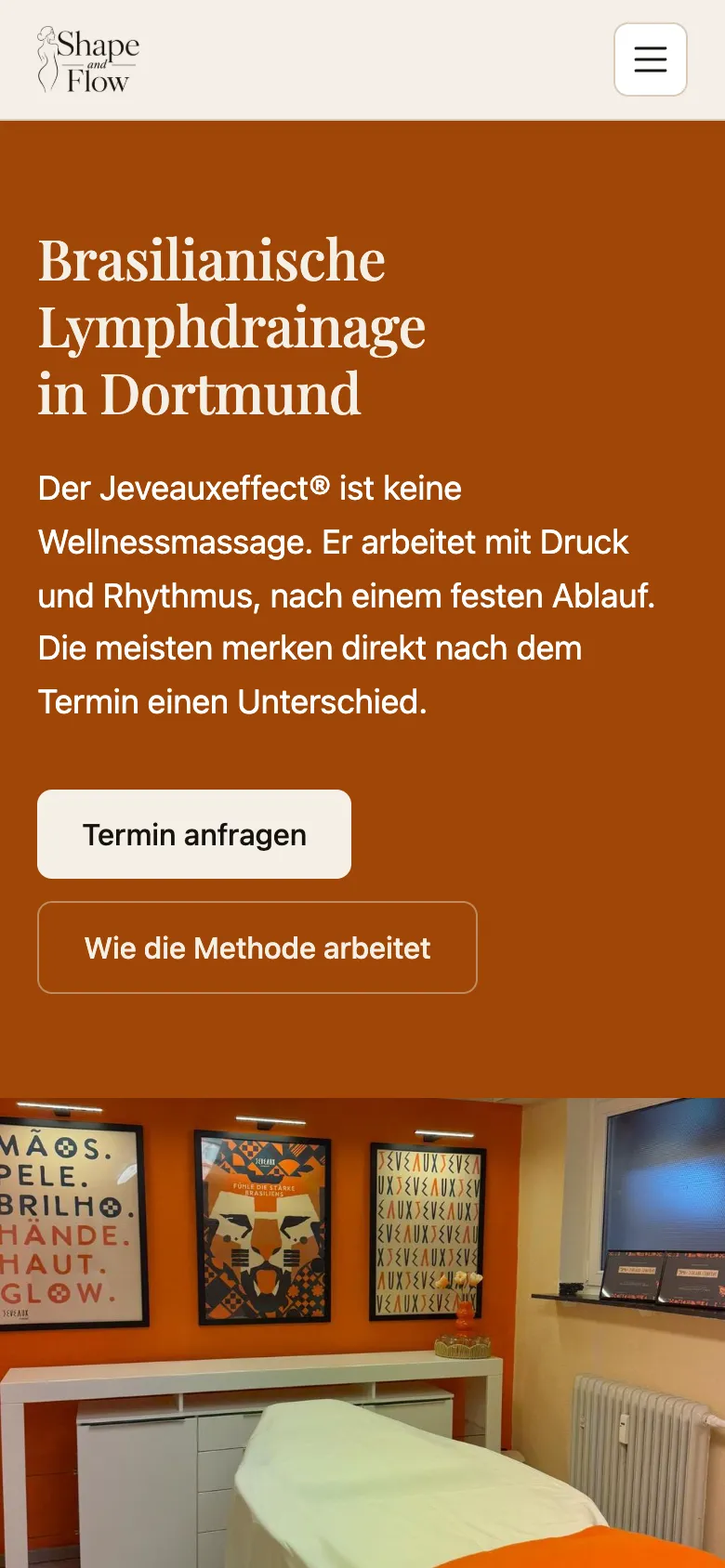Startseite von Shape & Flow auf dem Smartphone